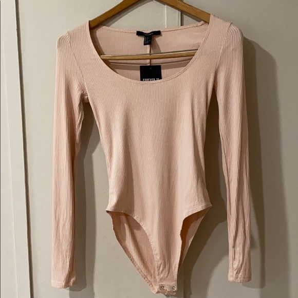 NWT Forever 21 Nude Knit Bodysuit, Small - Picture 1 of 5
